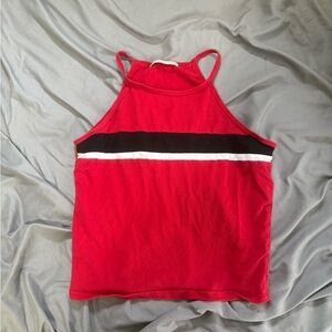 Red White Black Halter Tank Top